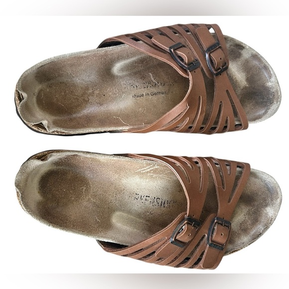 Birkenstock Birk Granada Brown Leather Strap BuckleCork Sandals, US Size 7.5 - Picture 7 of 8
